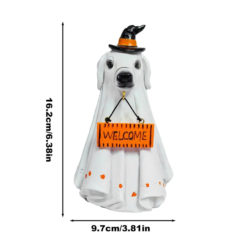 Halloween Figurines Spooky Resin Ghost Animal Statue Decorations Qme