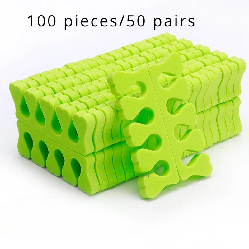100 Nail Art Toe Separators Fingers Foots Sponge Soft UV Gel Polish Qme 100PCS green