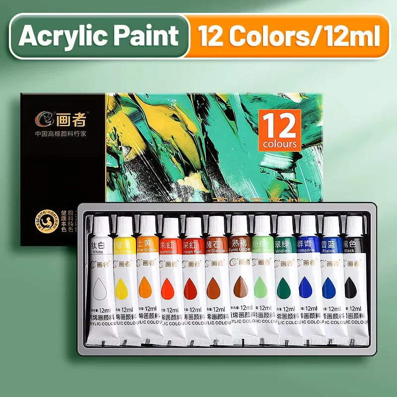 36/24/18/12 Colors 12ML Acrylic Paint Painting Set, Waterproof Painting Dye, for Art Students Beginners DIY Hand-painted Paint Qme 12 Colors - 12ml