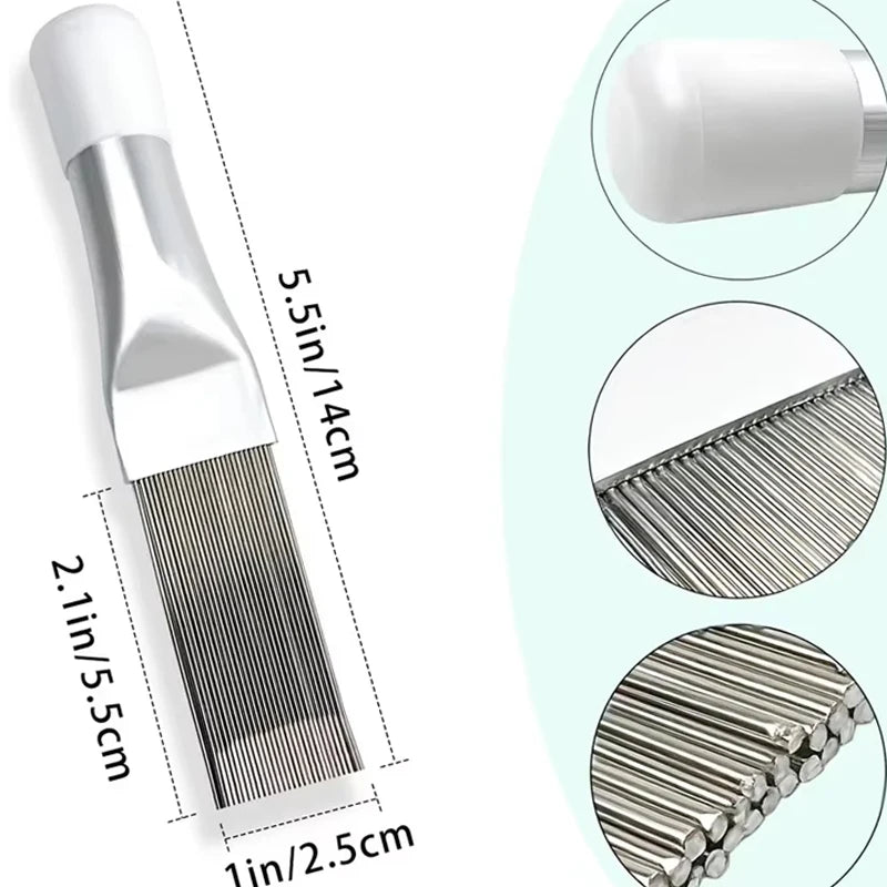 Air Conditioner Fin Cleaning Comb Stainless Steel Condenser Radiator Fin Brush Cleaner Repair Tool Coil Comb Household Cleaning Qme
