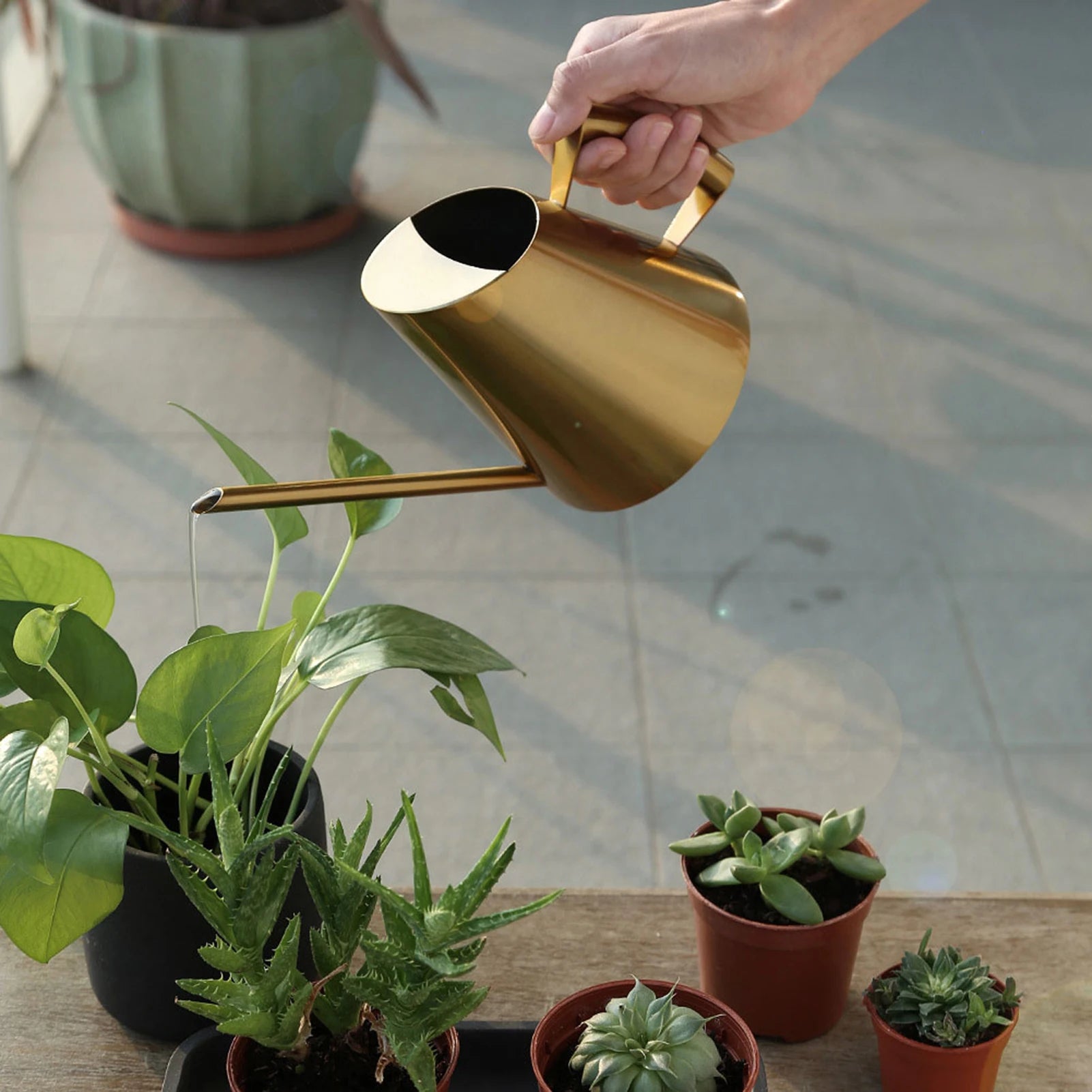Stainless Steel Watering Can Watering Can 1500ml Watering Can Sprinkle Pot Long Mouth Garden Flowers Plants Flower Tool Qme