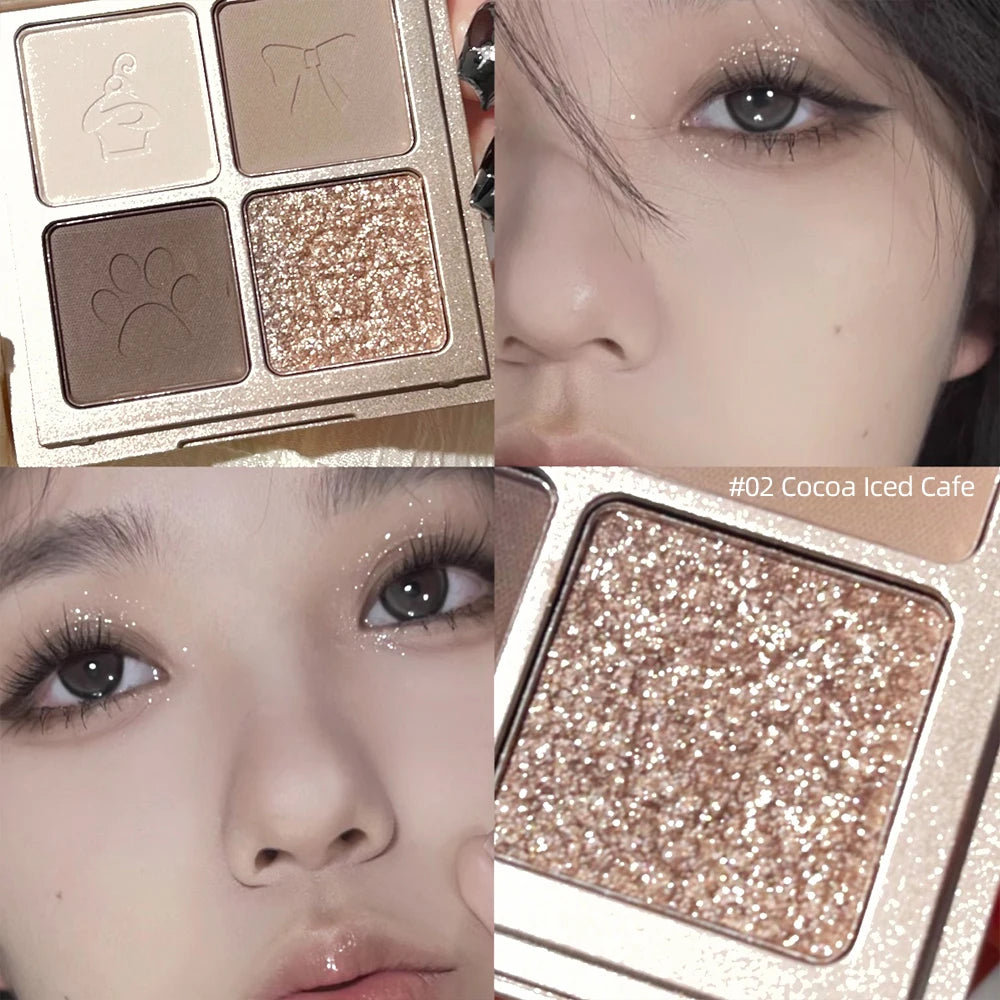 ART VALUE 4 Colors Eyeshadow Palette Glitter Pearly Eye Shadow Nude Long Lasting Charming Eyes Make Up Palette Cosmetics Qme 02