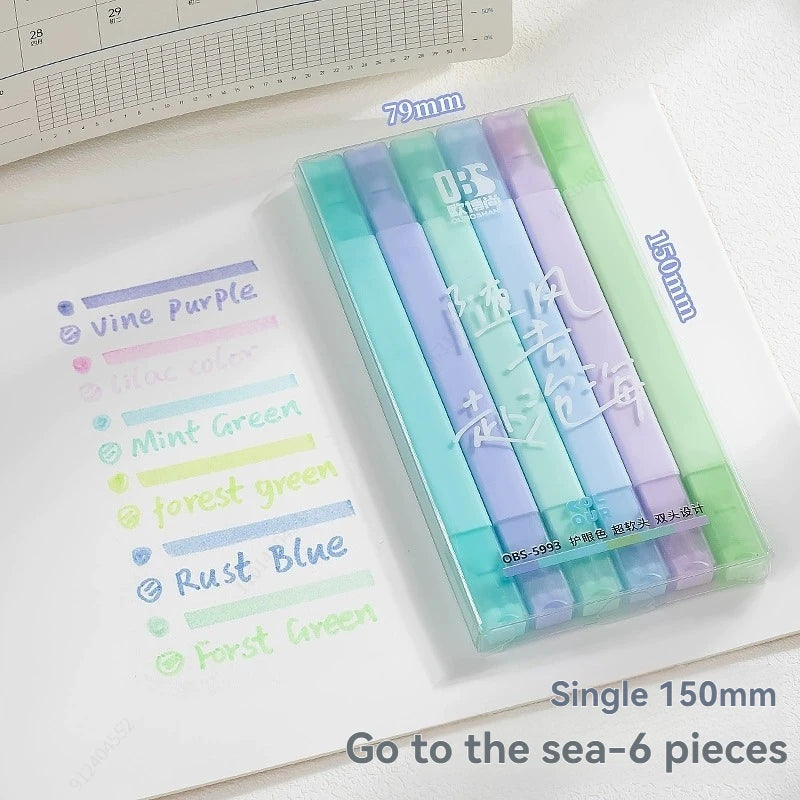 Dual Tip Highlighters Pens 12 Colors Bible Pens No Bleed With Soft Tip Aesthetics Pens Markers Kawaii Stationary For Students Qme blue