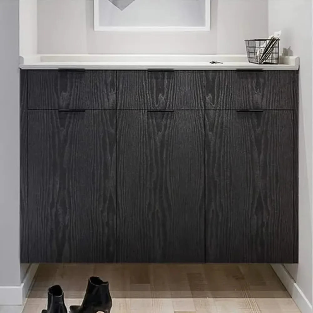 40cm Black Wood Peel & Stick Self-Adhesive Film, Real Wood Tactile Sensation for Furniture & Easy Clean Surfaces Qme