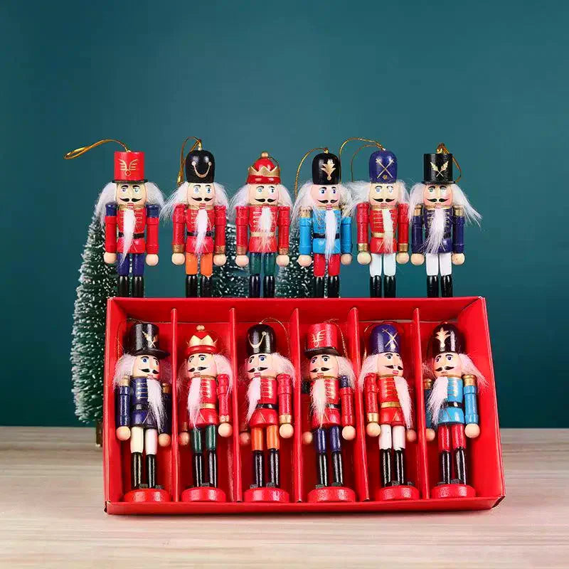 1/3/6Pcs Desktop Decor 12cm Miniatures Nutcracker Puppet Ornaments Cartoon Walnuts Soldiers Band Doll Pendant Christmas Gift Qme