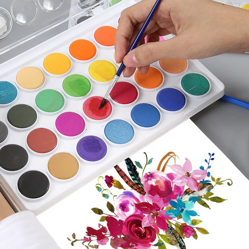 12/16/28/36/48 Colors Portable Solid Watercolor Paint Set Art Supplies for Amateur Hobbyists Painting Lovers Art Drawing Tools Qme