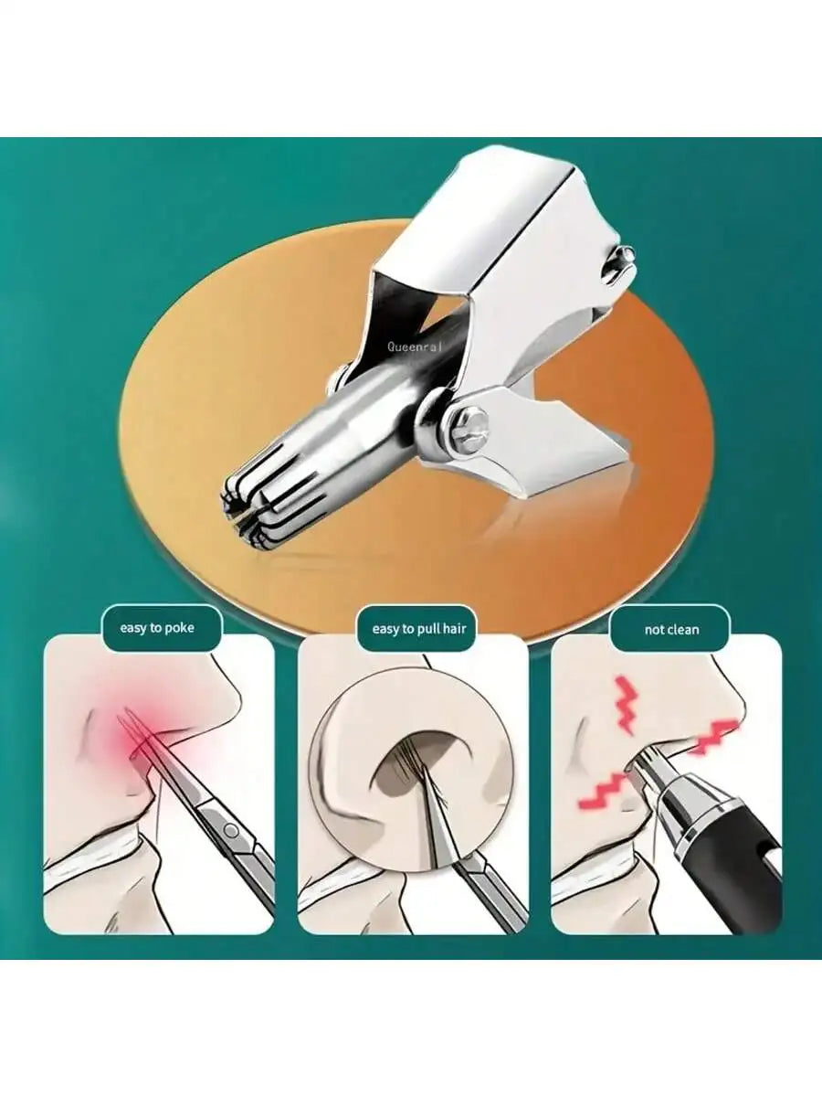 1 Men's Nose Hair Trimmer Manual Stainless Steel Small Round-head Qme