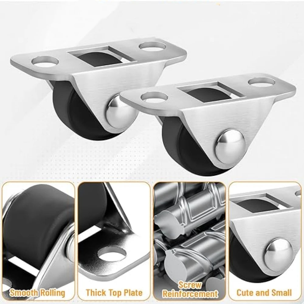 8/4pcs Mini Silent Caster Wheel 0.5 Inch Linear Wheels Tiny Roller Sliding Door Directional Wheel Little Rubber Rolling Wheel Qme