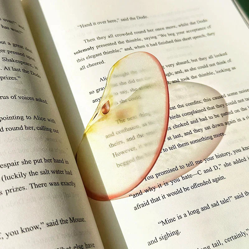 Delicate Transparent Acrylic Apple Bookmark Reading Mark Student Qme