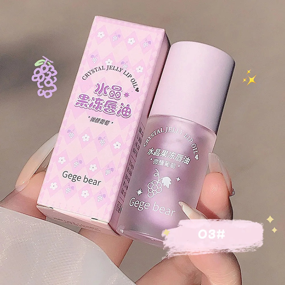 Gege Bear Crystal Jelly Fruit Lip Oil Peach Grape Avacado Hydrating Qme