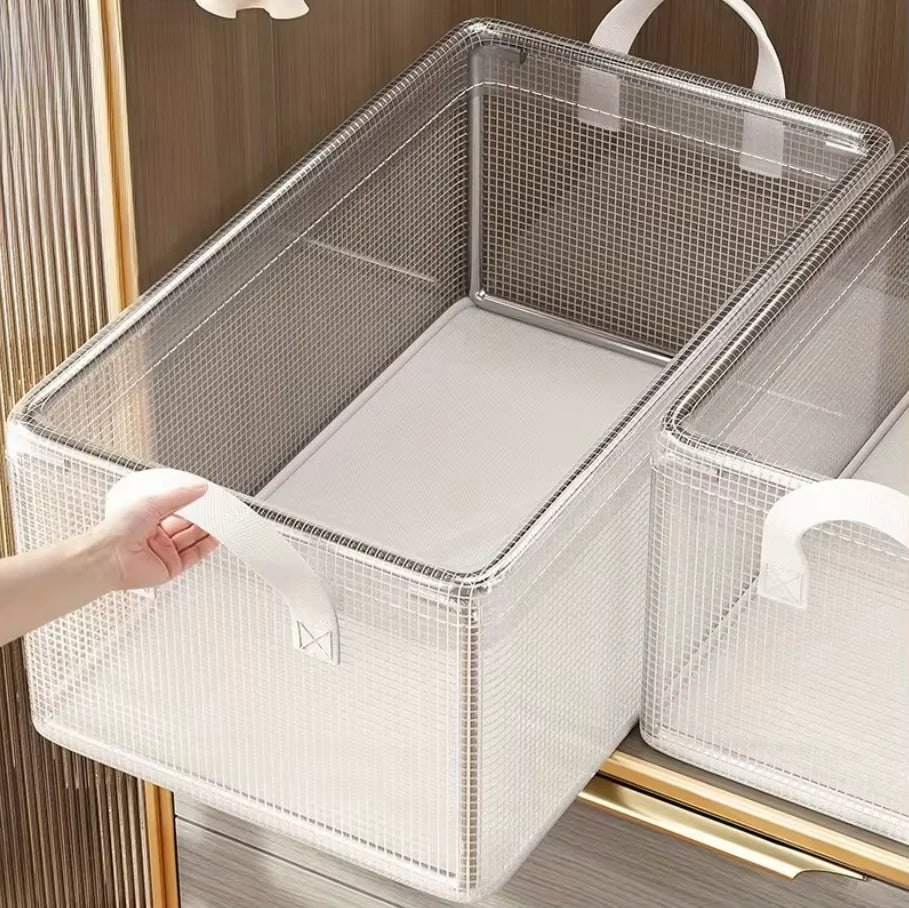 1 Pc Transparent PVC Solid Steel Frame Storage Box,waterproof,underwear Storage Basket,suitable for Home and Dormitory Use Qme