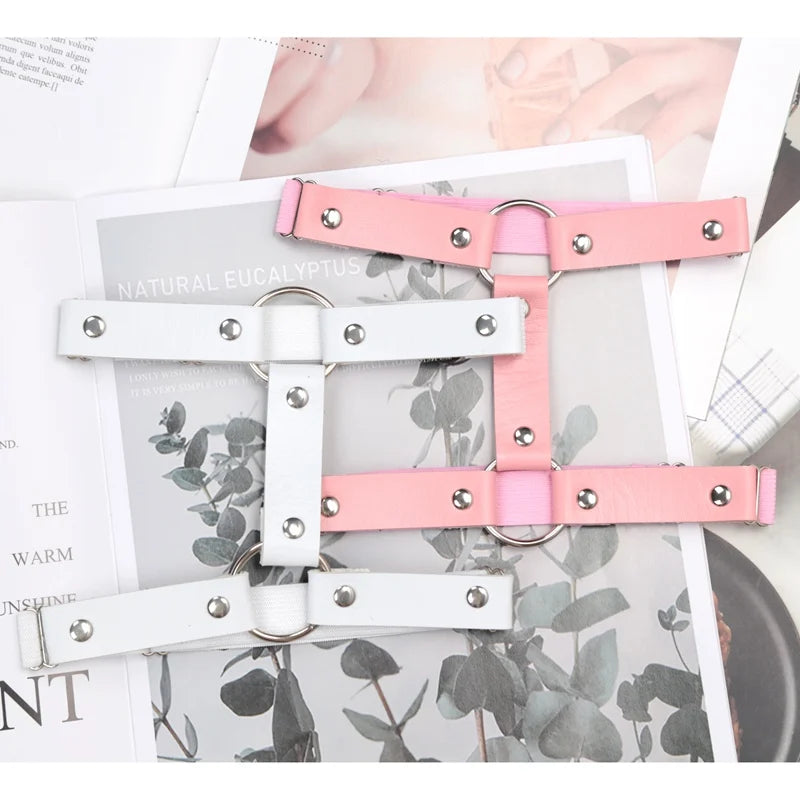Women Girls Sexy Garter Goth Belt Harajuku Punk Gothic PU Leather Leg Qme