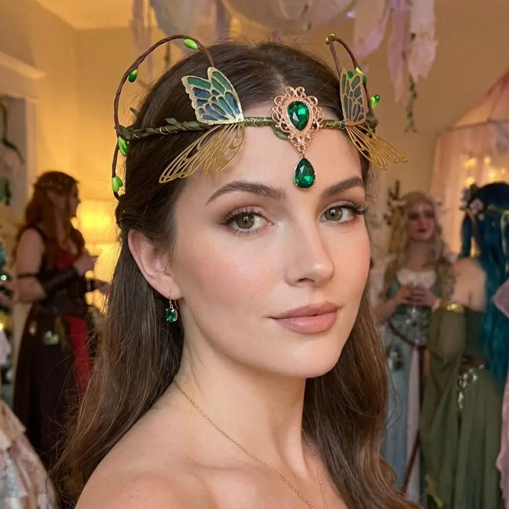 Fashion Flower Vine Elven Crown Fantasy Diadem Elf Tiara Simulate Qme