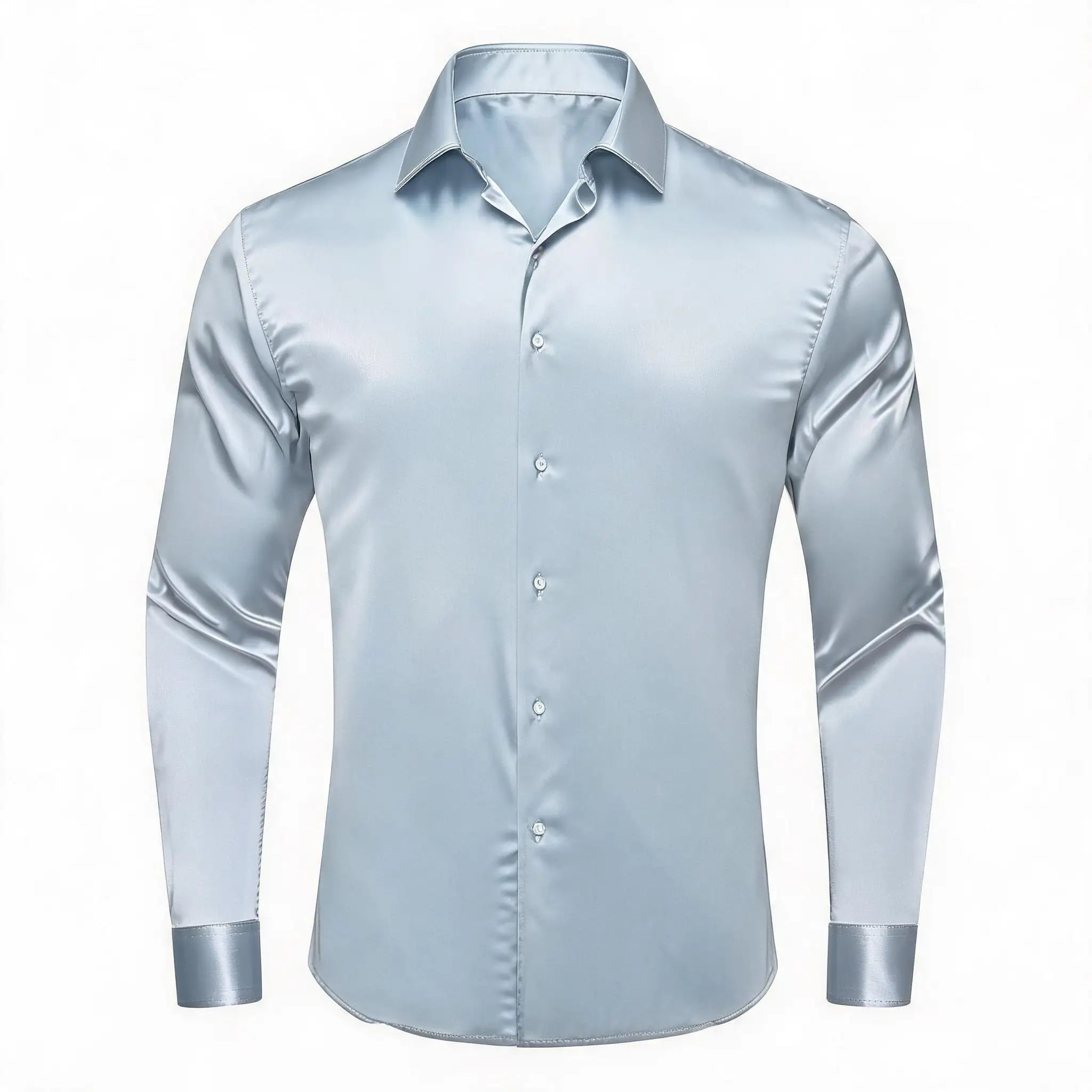 Solid LS Shirt Brown or Pink or Purple or Green or Blue or Black or Red Basic Button Office Daily Fit Qme HT-CYDJ1215 3XL