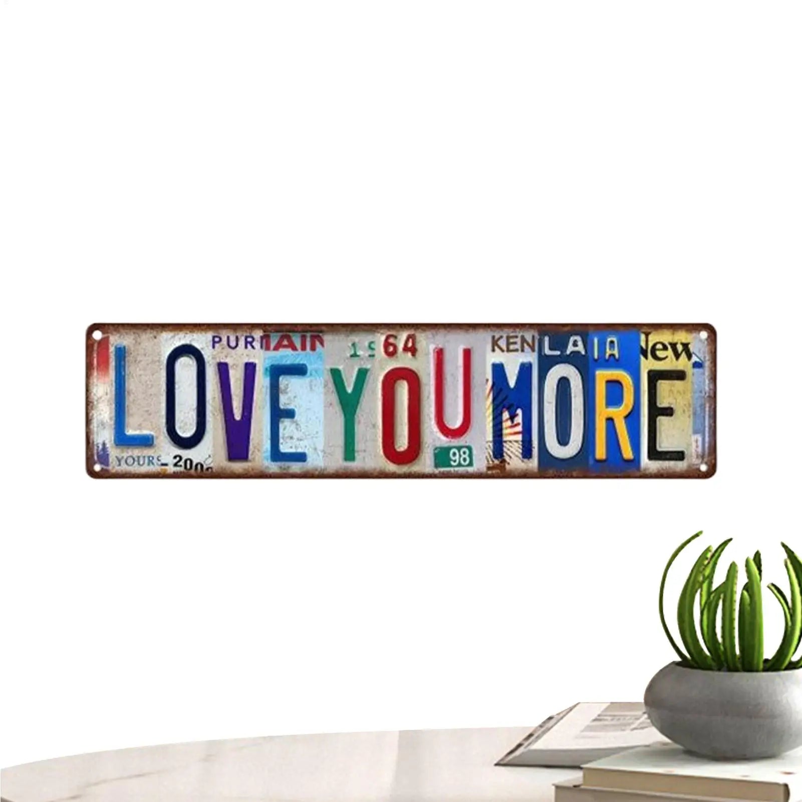 Love You More Sign Metal Romantic Vintage Home Decor Rustic Bar Decor for Offices Living Room Bathroom Gate Apartment Indoor Qme