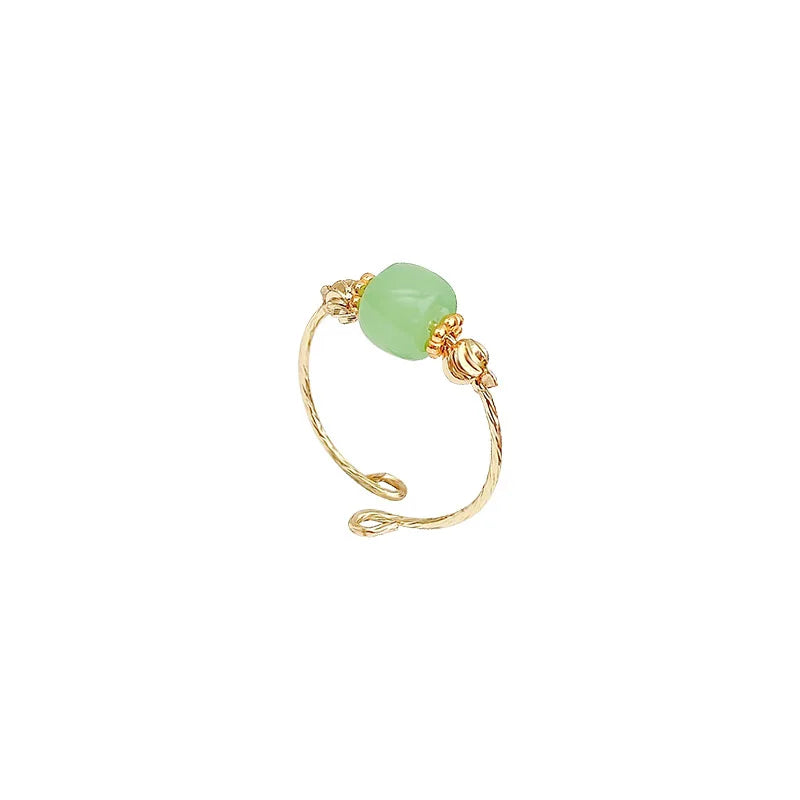 New Imitation Jade Palace Rings for Women Adjustable open Chinese style Relieve Anxiety Ring Party Creative Jewelry Qme