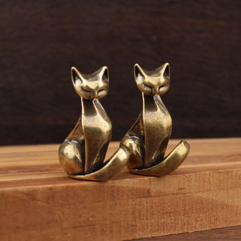 Brass Cat Figurine, Vintage Brass Sculpture, Desktop Craft, Small Ornament, Home/office Cat Statue, Home Decoration Qme