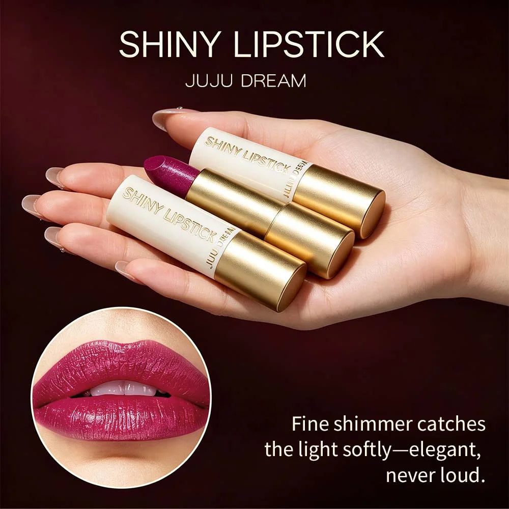 JUJU DREAM Matte Gold Tube Glitter Lipstick Metallic Shine Hydrating Qme