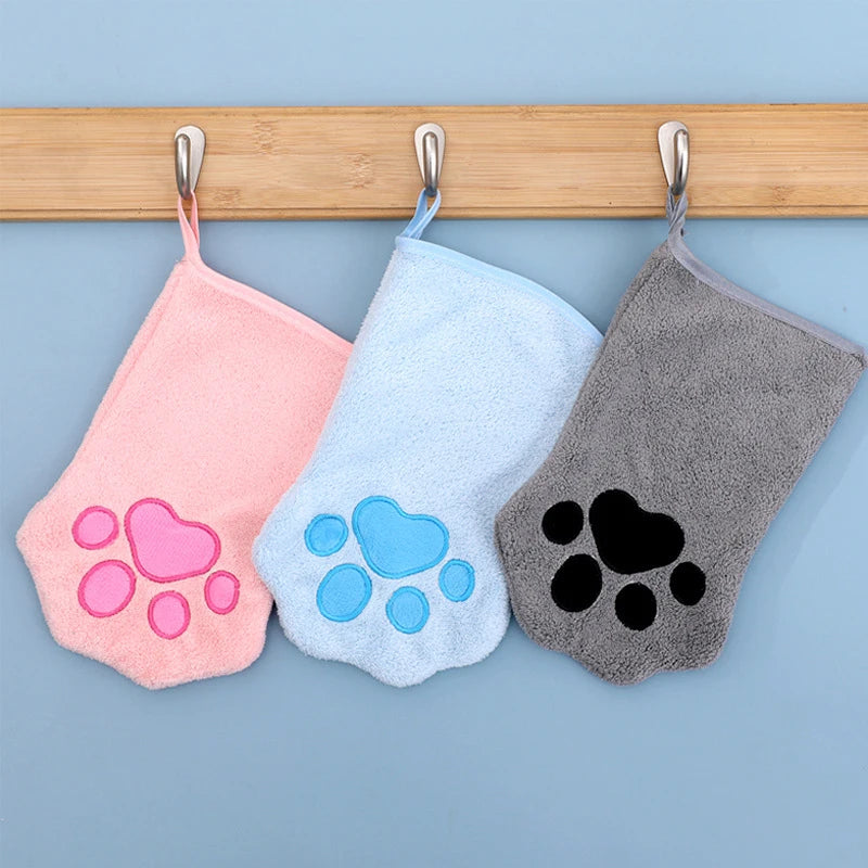 Reusable Pet Grooming Towel Soft Absorbent Quick-dry Bath Mitt Paw Qme
