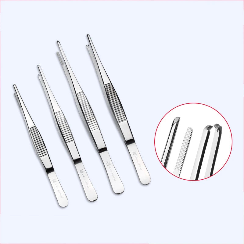 Stainless Steel Tissue Tweezers Hook Forceps Round Head Dressing Qme