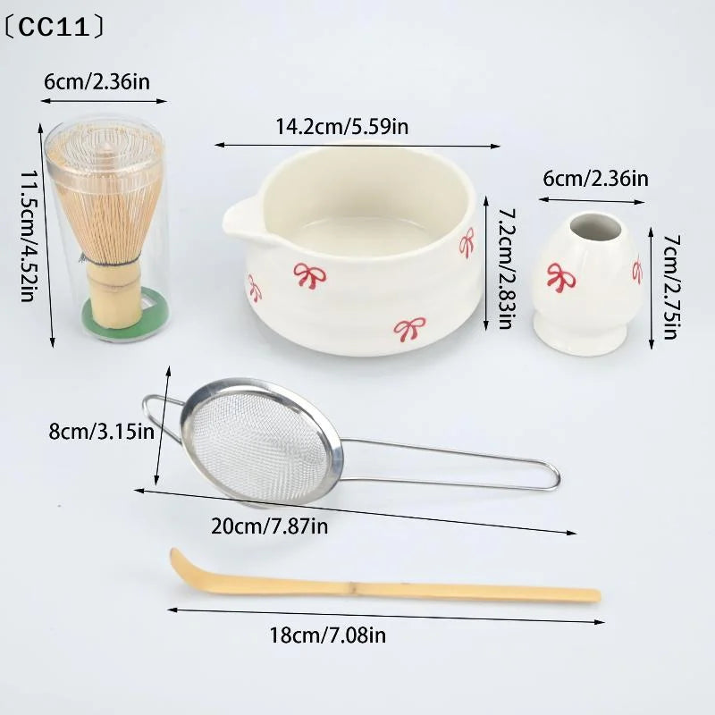 2 4 Matcha Whisk Bow Japanese Tea Includes Sets Bowl Spout Qme