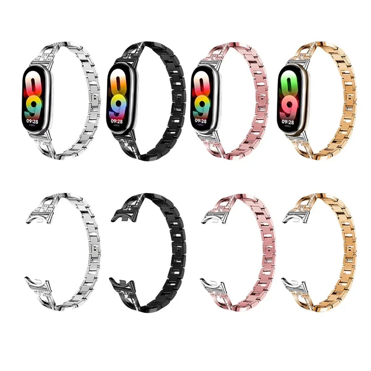 Stainless Steel Strap for Xiaomi Mi Band 8 Material Metal Wistband for Xiaomi Mi Band 9 women Smart strap accessories bracelet Qme