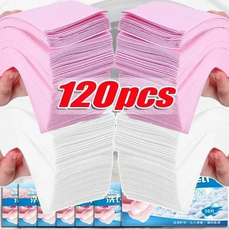 30/60/120pcs Soluble Laundry Tablets Powerful Stain Remover Laundry Soap Powder Washing Machine Cleaning Tablets Detergent Qme