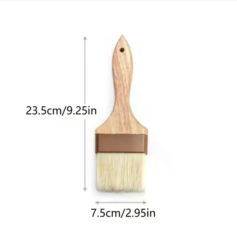 Kitchen Cooking Brushes Barbecue Oil Brush Wooden Handle Bristle Brushes Flat Pastry Baking Brush Qme
