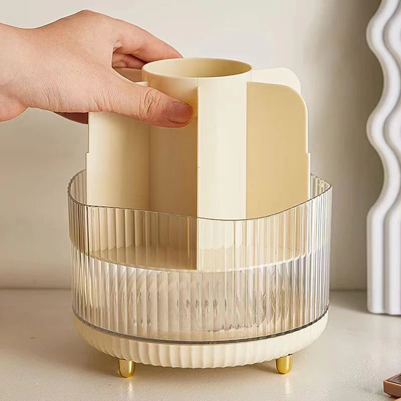 Cosmetics Storage Bucket Grid Lid Transparent Simple Light Makeup Qme