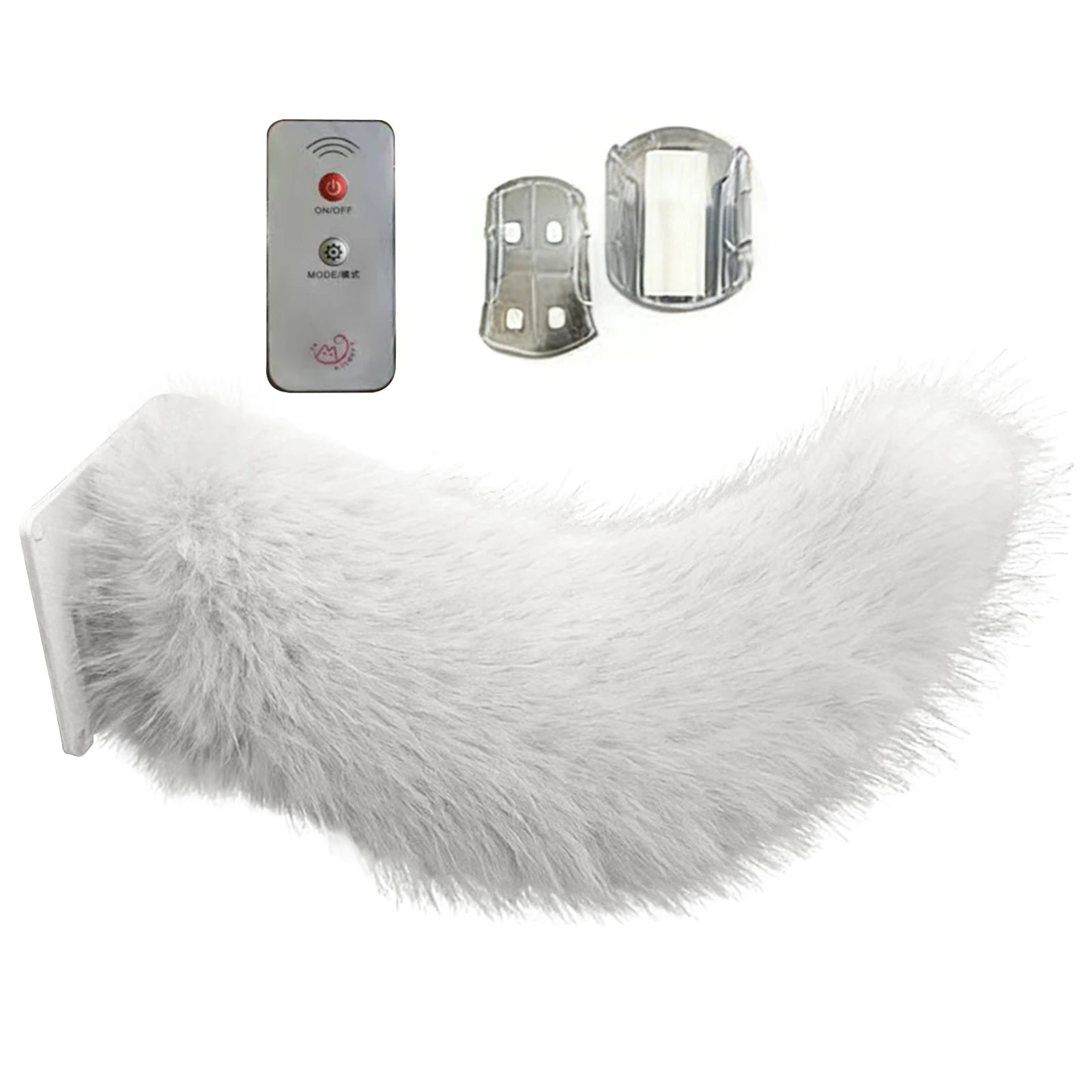 Car Electric Remote Control Tail Moving Shake Wagging Plush Tail Ornament For Auto Motorcycle Decorate Accessories ﻿ Qme WHITE