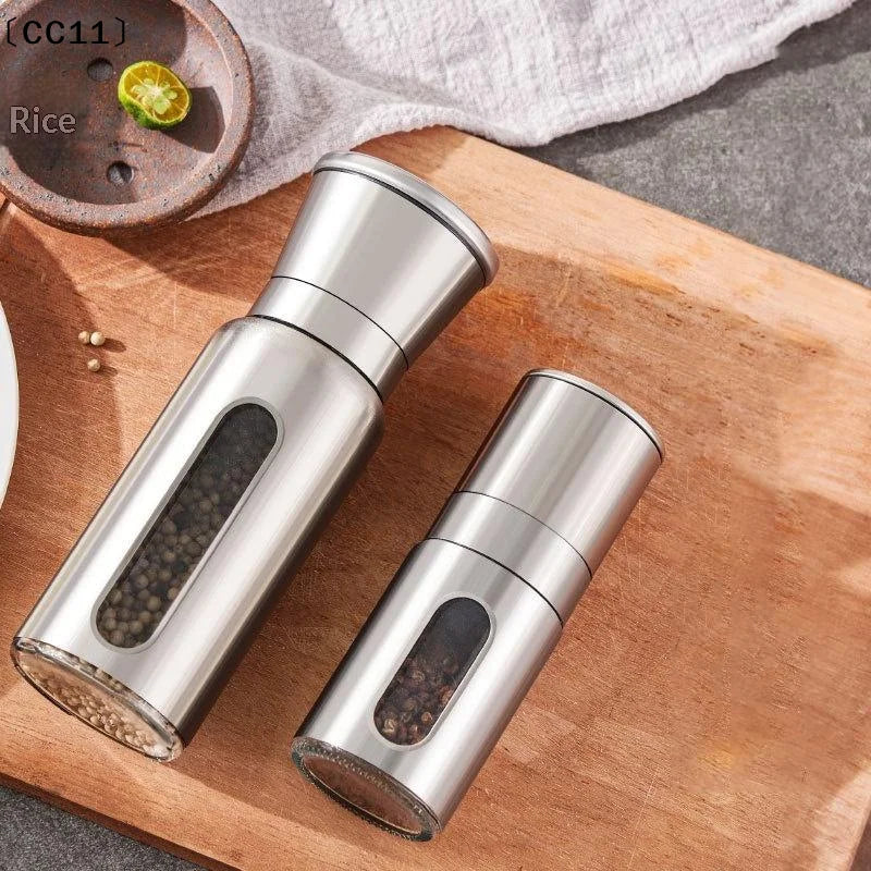 Stainless Steel Manual Salt Pepper Mill Adjustable Seasoning Bottle Qme
