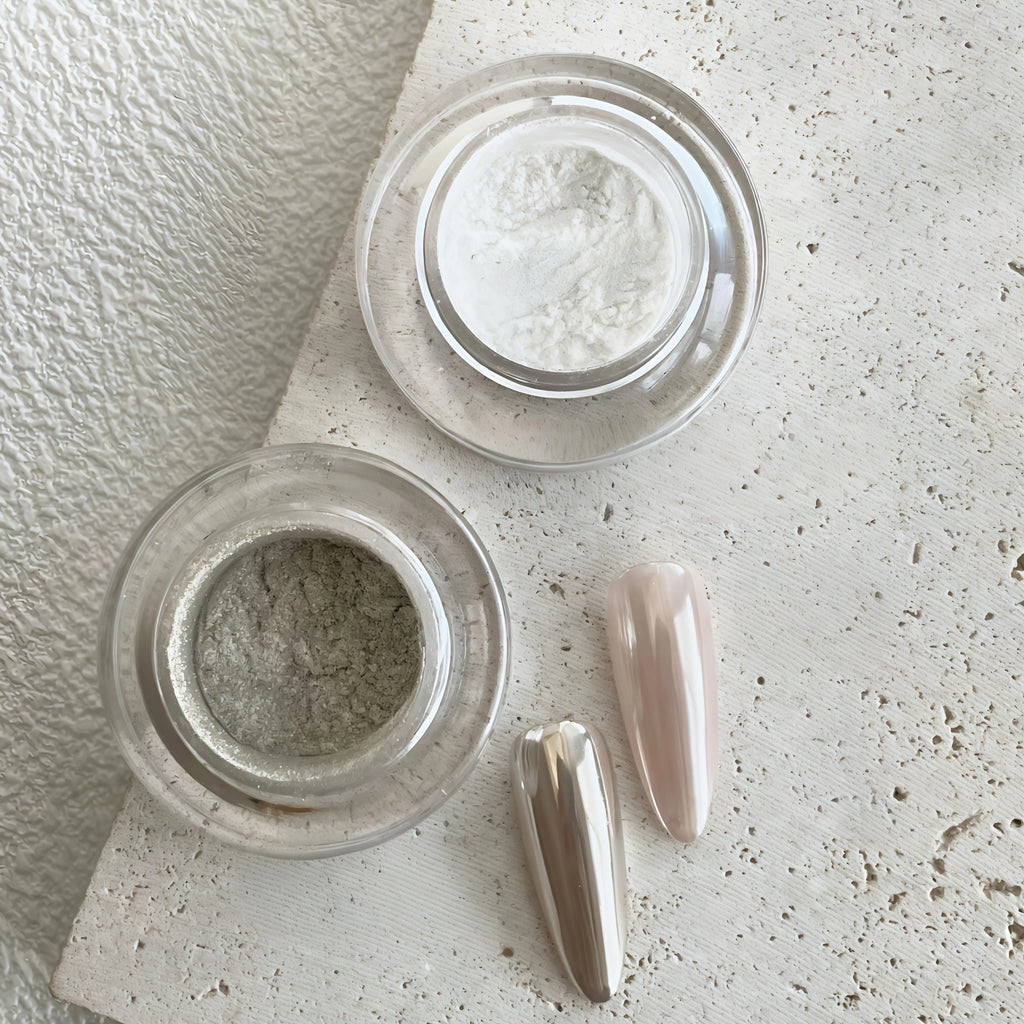 Silvery Champagne Glitter Magic Mirror Nail Powder Chrome Art Qme