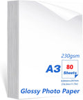 A3 Photo Paper, Waterproof Glossy for Photo Paper，Waterproof Embossed Card Paper Inkjet Photo Paper Qme 80 sheets A3