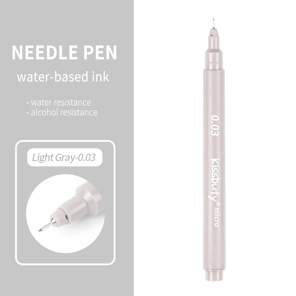 Micro-Pen Fineliner Pens,Color Pigment Liner Multiliner Archival Ink Micro Fine Point Pens for Sketching, Drawing, Journaling Qme 0.03-Light gray