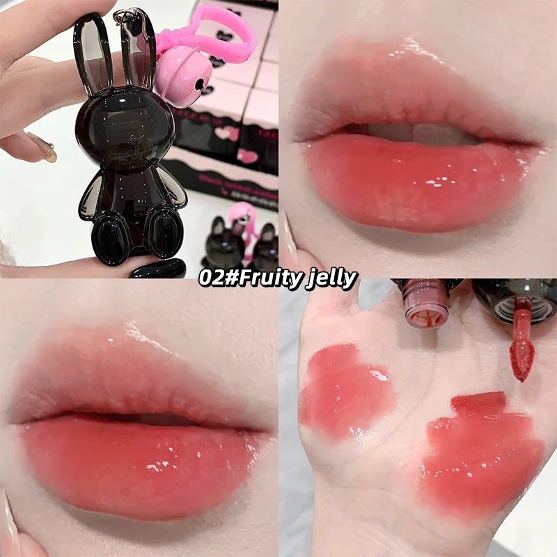 Gege Bear Pink Rabbit Velvet Matte Lip Cream Black Rabbit Water light lip glaze matte mirror pendant lipstick lip gloss Qme GX1228-02