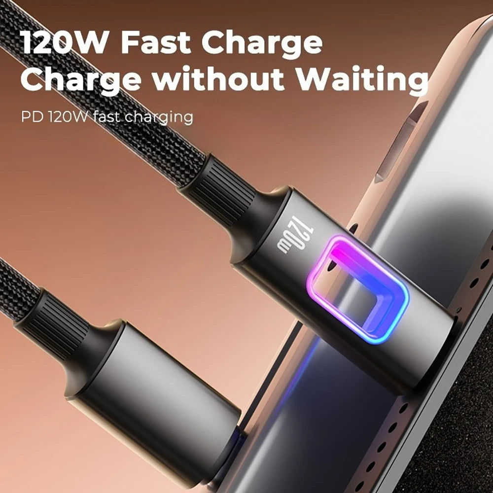 USB C to Type C 120W RGB Fast Charging Data Cord PD Quick Charging Cable for iPhone 17 Samsung S26 Xiaomi 1M 1.5M 2M Data Line Qme