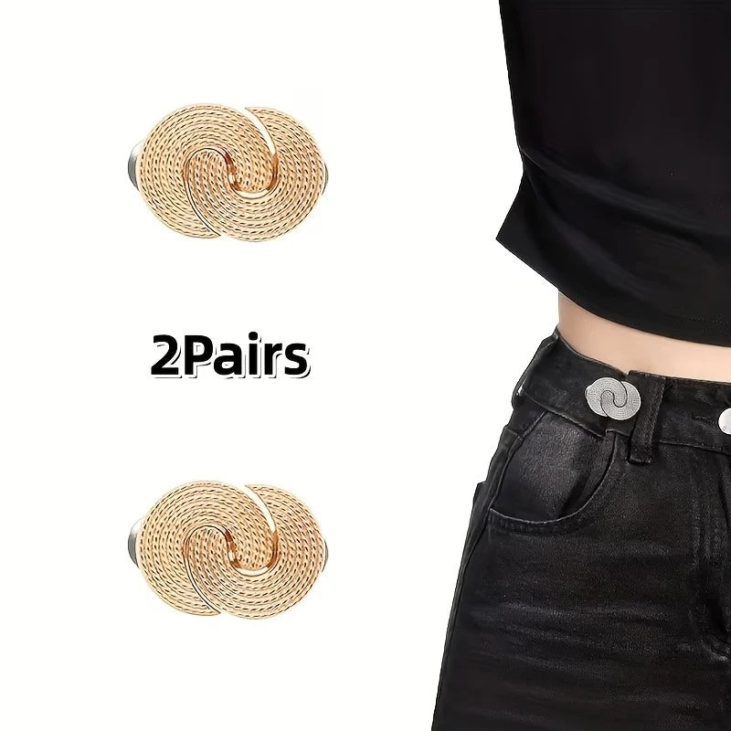 2/3PCS Pant Waist Tightener Adjustable Buttons Pins for Loose Jeans No Sew and No Tools Waist Cincher Clip for Clothing Skirts Qme 2pcs Gold