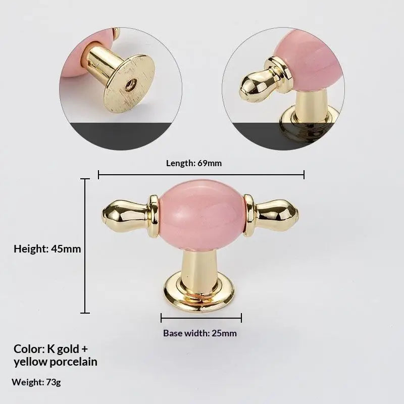 Modern Colored Ceramic Furniture Handle Golden Wardrobe Cabinet Handles Closet Door Knob Dressing Table And Drawer Pull Hardware Qme A7