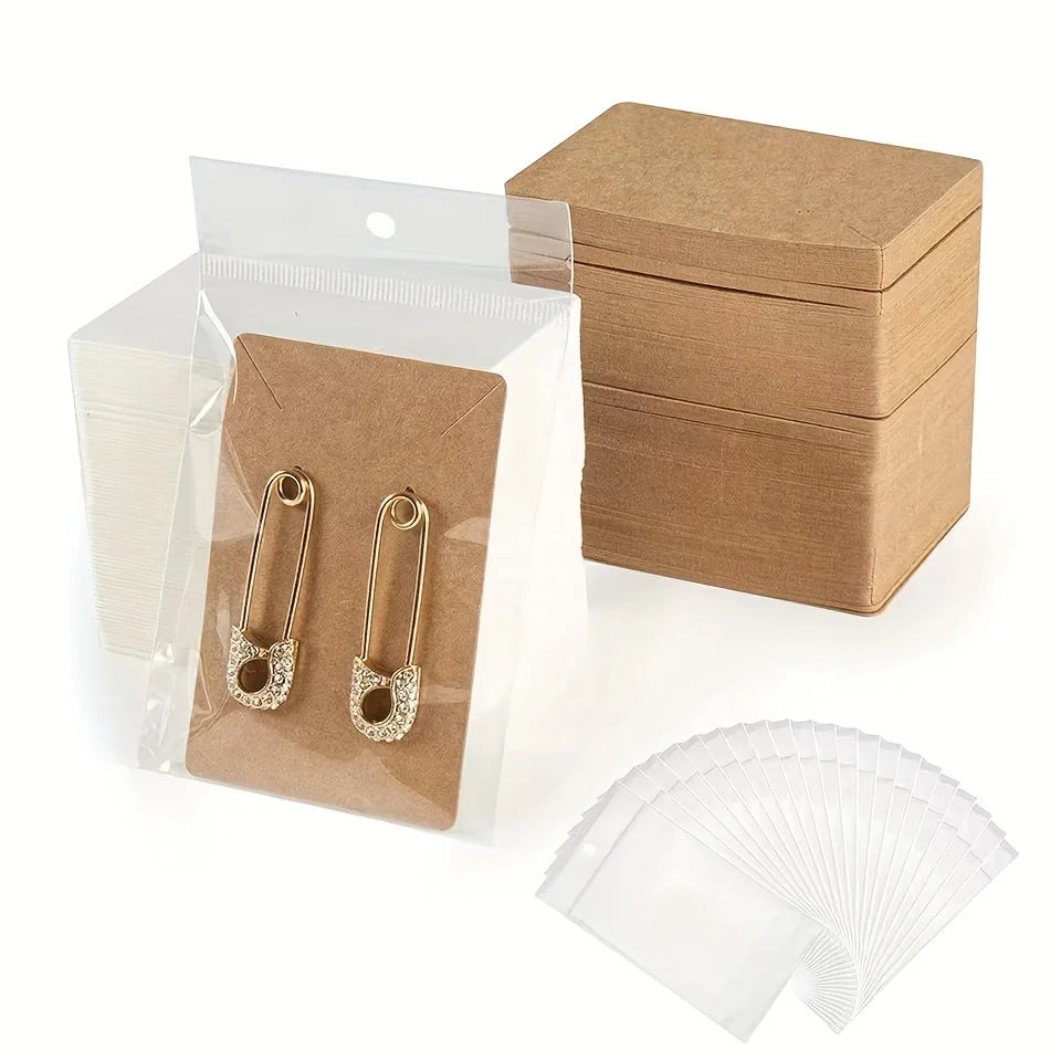 50 natural square earrings, necklace, cardboard, blank jewelry set, DIY cardboard Qme
