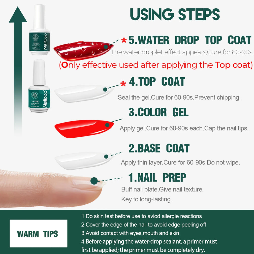 Nailpop HEMA TPO 3D Water Droplet Coat No Wipe Gel 5s Quick Forming Qme