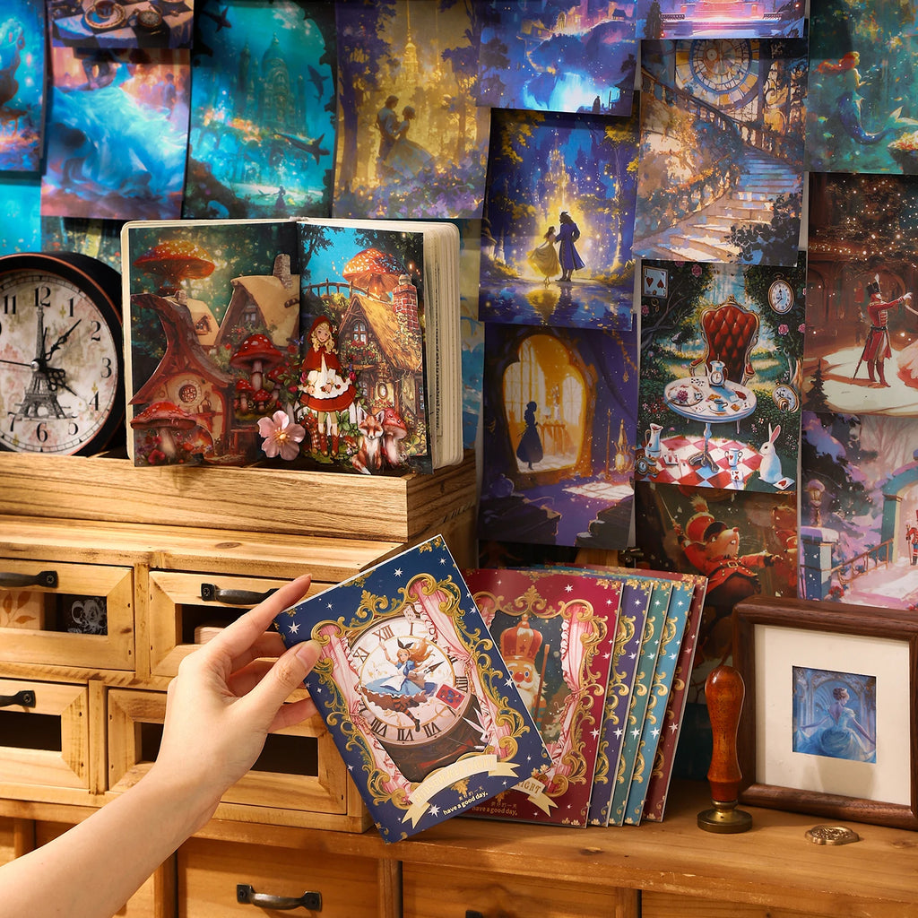 10 Sheets/Bag Dreamy Fairy Tale Theme Background Stickers, Fit for DIY, Scrapbook, Phone Case, Notebook & More Decorations Qme