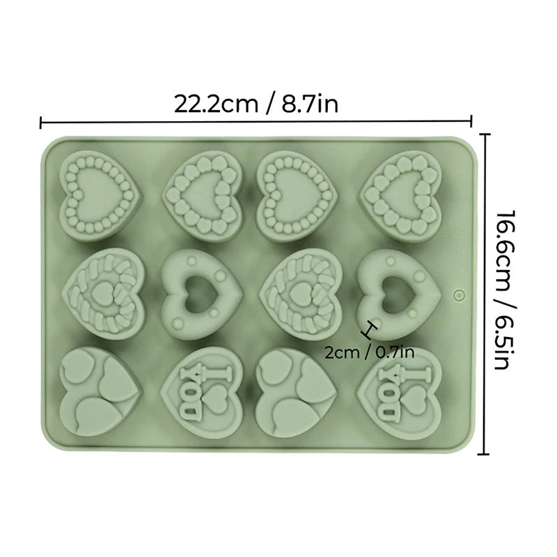 Heart Shape Silicone Mold, 3D Silicone Baking Mold For Fondant, Soap And Ice Cream, Easy Release Silicone Chocolate Candy Mold Qme A3