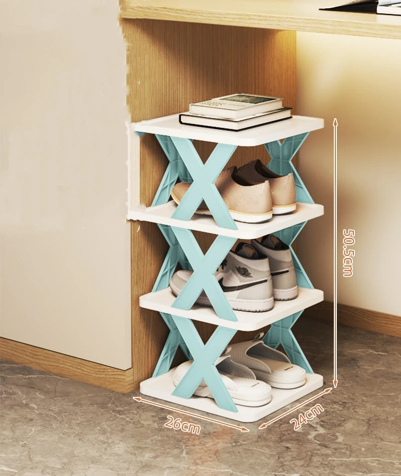 Multifunctional Shoe Cabinets Free Splicing Storage Rack Detachable Shoe Storage Saving Space Household Door Shoe Organizer Rack Qme 4th Blue color