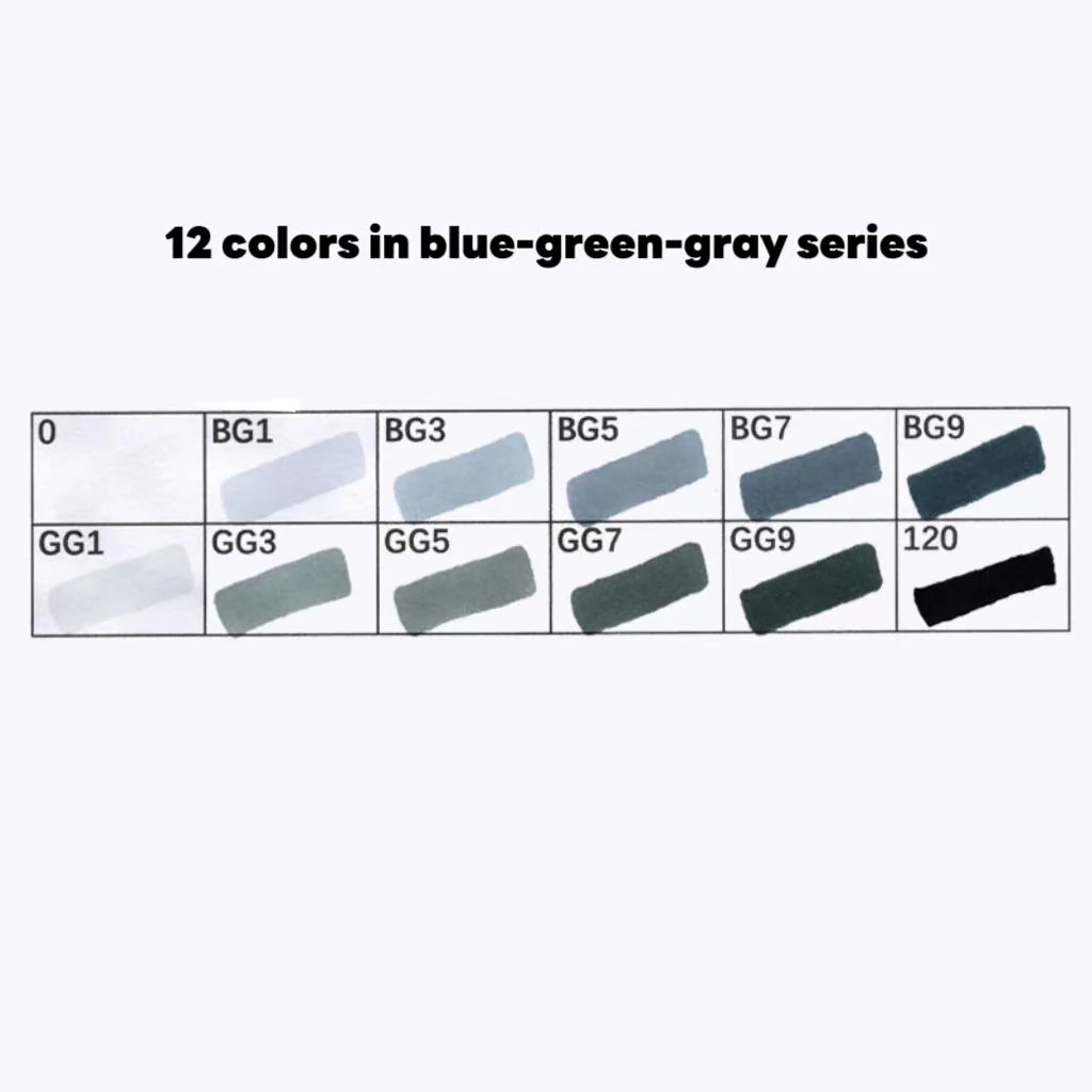 12 Pcs Oily Marker Pen Set Art Alcohol Based Markers Dual Tips Sketching Drawing Graffiti Manga School Art Supplies Qme Commercial gray