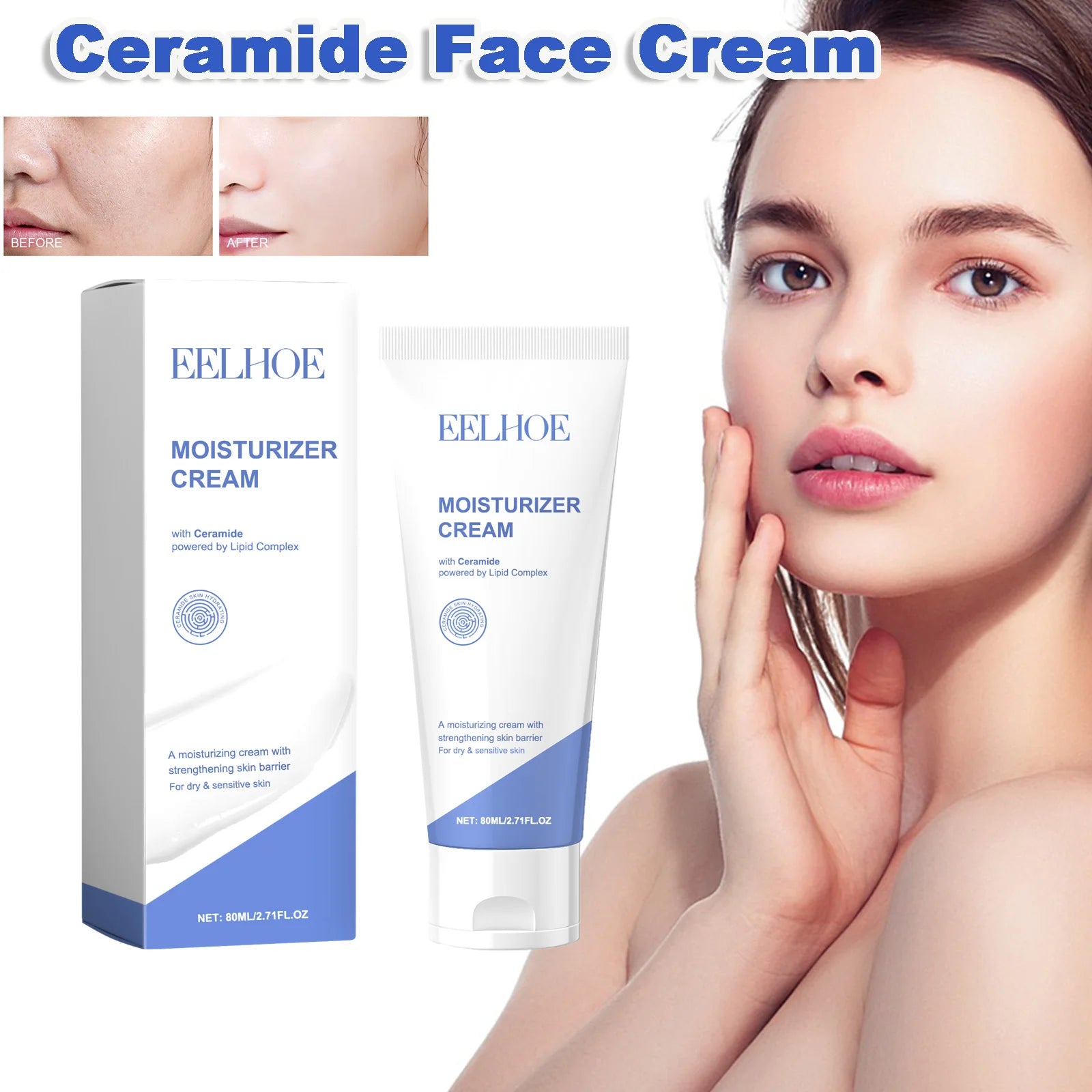 Ceramide Face Cream Skin Barrier Repair Moisturizing Firming Anti-Aging Deep Nourishing Face Body Moisturizer for Dry Skin Qme