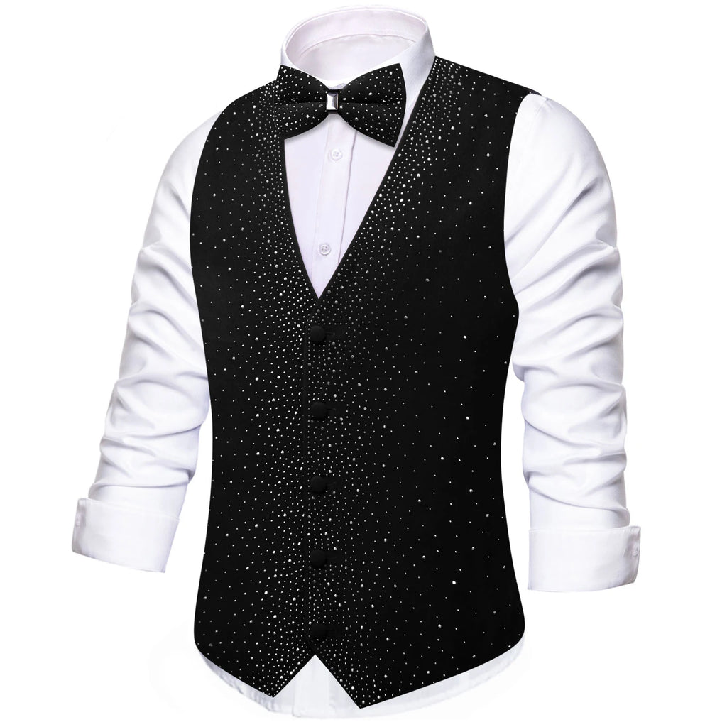 Men's Sparkly Glitter Vest Matching Bow Tie Multi Options Parties Qme