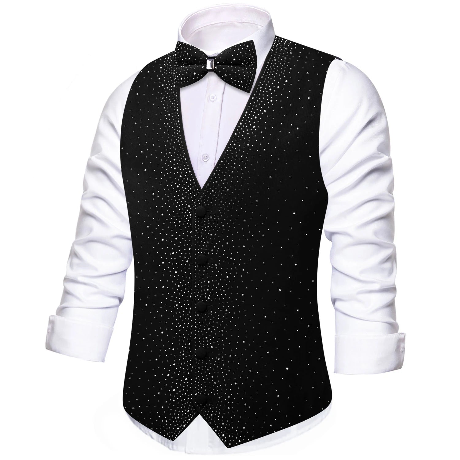 Men's Sparkly Glitter Vest Matching Bow Tie Multi Options Parties Qme
