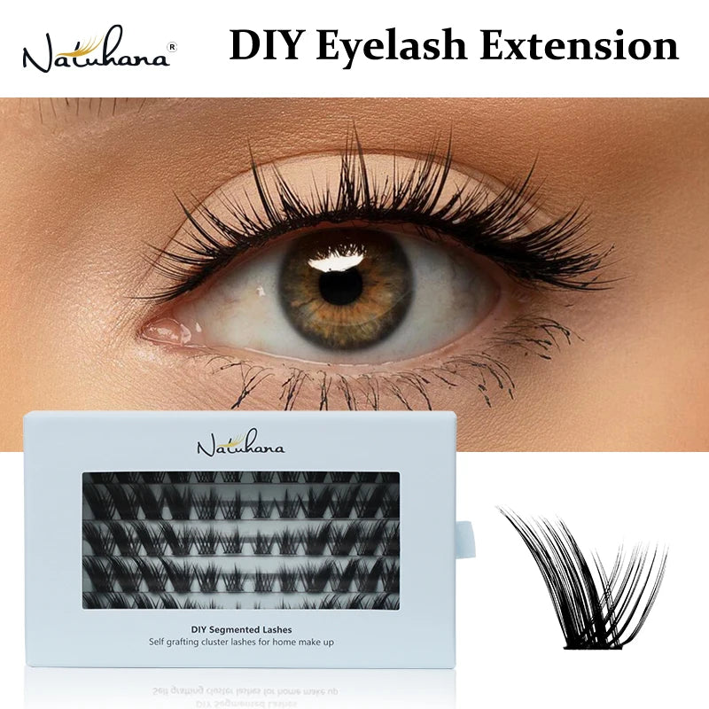 NATUHANA DIY Clusters Individual Lashes Eyelash Extension Makeup Qme