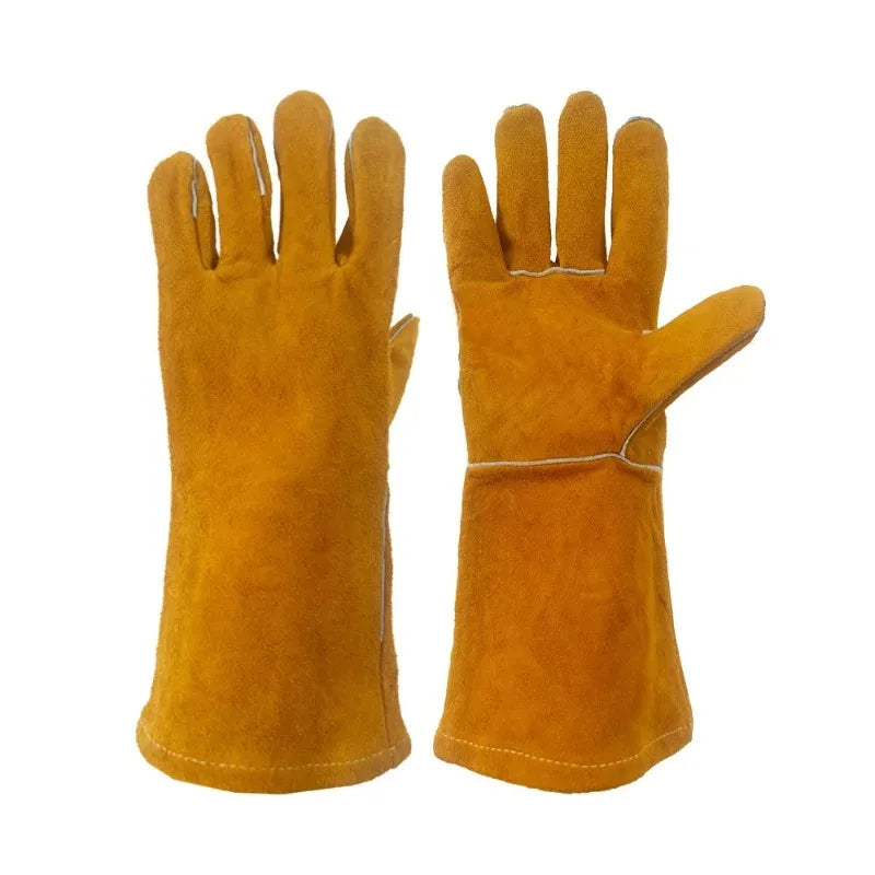 1PCS Cowhide Aluminum Foil High Temperature Resistant Welding Gloves Heat Insulation Fireproof Spark Protection Hand Shield Qme