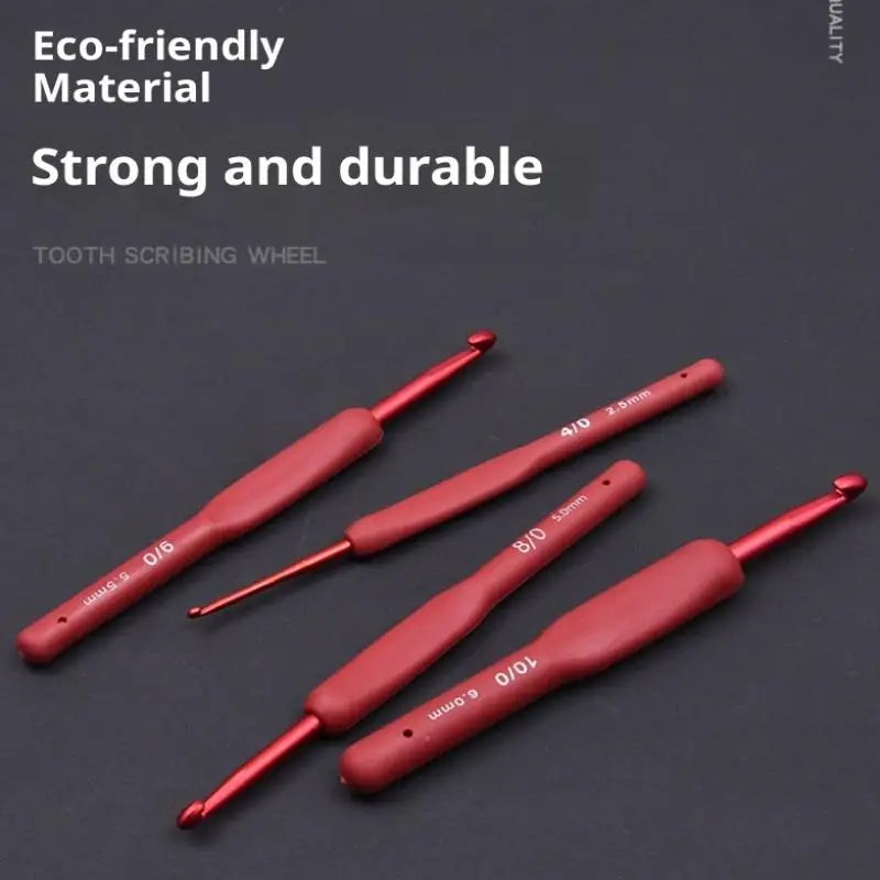 Red Crochet Hook Ergonomic Handle Hands Extra Long Knitting Needles Qme
